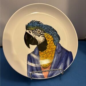 Rachel Kozlowski West Elm Dapper Animal. Bird Blue Bird Colorful. Salad plate.